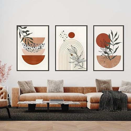 QPLGTU Geometrisches Poster-Set, Abstrakte Bilder Von Blumen Und Pflanzen, Gedrucktes Poster Für Wohnzimmer Hintergrund Wanddekoration, Rahmenlos (Stil 8,30x40cm*3)
