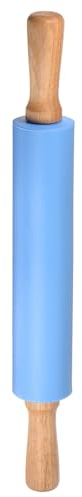 sourcing map Silicone Rolling Pins for Baking 17 Inch Wooden Handle Non Stick Rolling Pin Small Roller Playdough Rolling Pins for Dough Pizza Pastry Fondant Kitchen, Blue