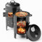 DKIEI Charcoal Smoker BBQ Grill, Portable Outdoor Barbeque Grill with Lid Cover, Adjustable Air Vents & Built-in Thermometer, 4-in-1 Barbecue Grill Smoker for Backyard Camping Party Outdoor Cooking