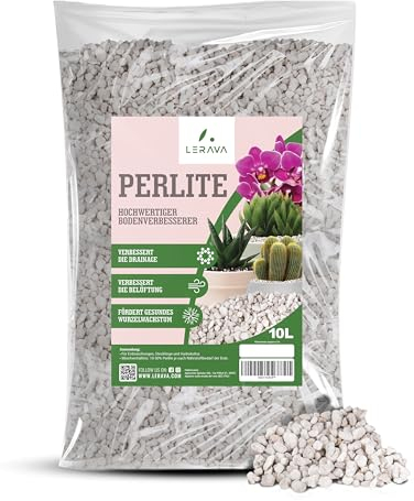 LERAVA® Perlite per Piante in Vaso (8L) - Drenaggio Ottimale e Radici Sane | Agriperlite Espansa Naturale - Substrato Leggero e Atossico per Orto e Fiori - Perlite per Piante Grasse