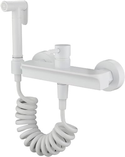 Hand-Bidet-Sprühgerät, Unterputz-Warm- und Kalt-WC-Duschset, mit EIN- und Kaltventil und flexiblem Teleskop-Brauseschlauch, für die Reinigungspflege (weiß)