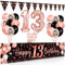 Bluelves Deko 13. Geburtstag Mädchen, Luftballon 13 Geburtstag Mädchen, Schwarz Roségold Extra Lange Happy Birthday Banner (210 x 40cm) + Girlande Wimpel + Schwarz Rosegold Konfetti Luftballons