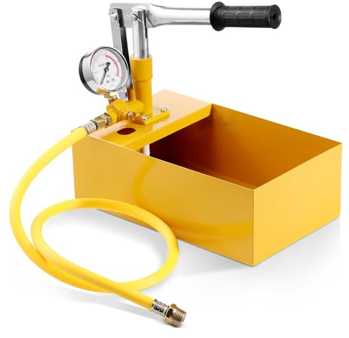 VEVOR Bomba de Prueba Hidrostática 25 Bar Kit de Probador de Presión de Agua Manual Hidráulico de Válvula Simple con Tanque de Agua 5L Manguera de 1m con Conector de Rosca Externa de 1/2 para Tubería
