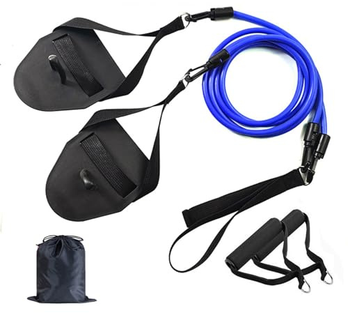 HANGSU 2-in-1-Zugseil zum Schwimmen, Zugseil, Schwimmtrainer mit Widerstandsband und Paddeln