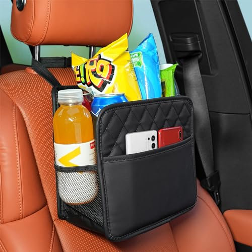 TepTupGa 2Pcs Car Seat Back Organizer with Cup Holders, Waterproof Large Capacity Hanging Car Backseat Storage Bag for Phones Documents Cups Bottle Travel Compatible with Most Vehicles