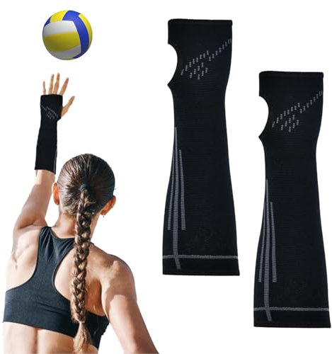 Rienan Volleyball Armschoner Arm Sleeves Volleyball Armschoner Volleyball Damen Armschoner Volleyball Volleyball Armschoner Damen mit Silikonstreifen Armlinge Volleyball Armschoner (Schwarz).