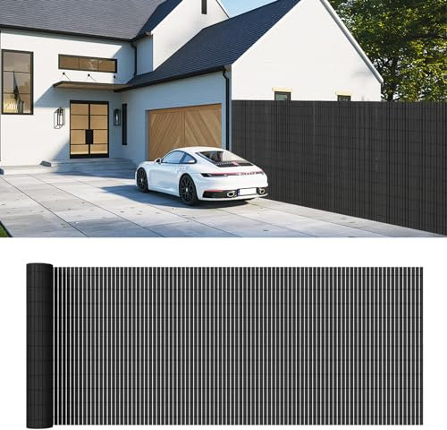 Kidsgiggglz Canisse en PVC Brise Vue, Intimité Paravent de Jardin, Décorative Palissade en PVC Anti UV Intempéries Avec Attaches de Fixation, Clôture en PVC pour Balcon Terrasse, 90x300cm, Anthracite
