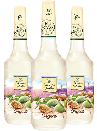 Moulin de Valdonne Sirop d'Orgeat pour boisson rafraîchissante, cocktail avec ou sans alcool, 3 bouteilles 70 cl