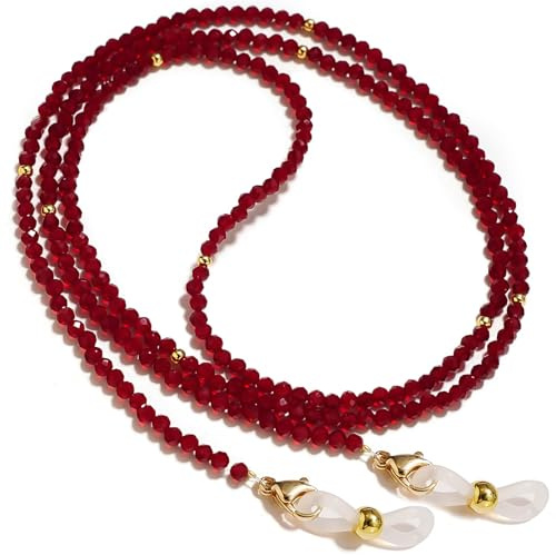 BILIONE Chaîne de lunettes en perles de cristal pour femmes et filles, supports de lunettes autour du cou, sangle de support de lunettes de soleil