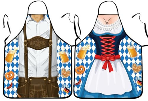 2 delantales para Oktoberfest Hombres Mujeres Divertido Sexy Novedad BBQ Delantal para Festival de Cerveza Delantal Cocina Barbacoa, Para Barbacoas al Aire Libre, Cocinar,Jardinería, Arte de Cerámica