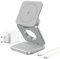 KU XIU X40 3 in 1 Kabelloses Ladegerät - Induktive Ladestation mit MagSafe, Faltbares Reiseladegerät Kompatibel mit iPhone 16/15/14/13/12, Apple Watch 10/9/8/7/Ultra/SE und Kopfhörer 4/3/2 Pro, Silber