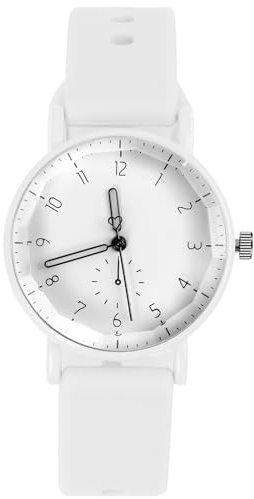 OFFCUP Damenuhr, Damen Analog Quarz Uhr mit Silikon Armband, Uhren Damen Sportlich Elegant Casual Armbanduhr Krankenschwester Quarzuhr Farbe Buntfarbig, 3 Zeiger, 38 mm Gehäusegröße-Weiß