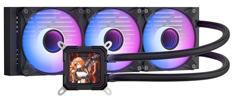 darkFlash DV360S All-in-one Liquid CPU Cooler, 3.2” LCD Screen with 320 * 320 Resolution, ARGB Sync, PWM Fans 360mm Radiator, CPU PC Aio Cooler Compatible with Intel 1851/1700, AMD AM4/AM5 (Black)