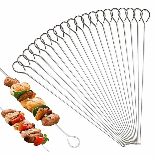 Metal Skewers Stainless Steel 20 PCS 7.87/20cm Food-Grade Kebab Skewers Turkey Lacers Reusable Skewers for Air Fryer, Metal Skewer for Oven Halloween Christmas Party Turkey