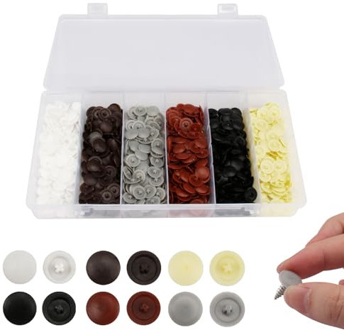 600 Pièces Cache Vis en Plastique, Rond Cache Trou Meuble, Universel Cache Vis Cruciforme Noir pour Meubles Placards Étagères, Couvercles de Protection Décoratifs