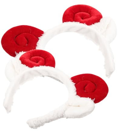 Beaupretty 2 Stück Klaue Stirnband Lamm Ohr Und für Mädchen Hörner Halloween-Schaf-Horn-Stütze Süßes Haarband schöner Haarreif Entzückendes Haarband Party-Requisite Plüsch rot