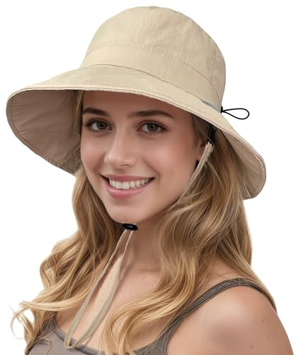ehsbuy Sonnenhut Damen Herren Breite Krempe Faltbar Fischerhut mit Verstellbare Kinnriemen Anglerhut Wasserdicht Bucket Sommerhut für Strand Outdoor Angeln Safari Reisen