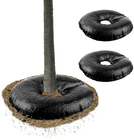Pack de 2 Anillos de Riego de 60cm para Árboles con Depósito de Agua | Sistema de Riego Automático para Jardín (Hasta 30 Días) | Kit de Exterior con Ahorro de Agua | Bolsas de Humedad para Plantas