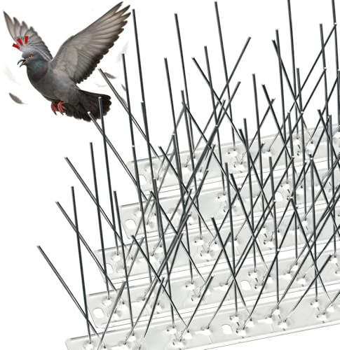 VOUNOT® 6.5m Bird Spikes, 26 Pack Stainless Steel Anti Pigeon Spikes with Flexible Bases for Roof, Fence Tops, Windows, Outdoor Deterrent for Pigeons, Crows, Seagulls and Small Birds
