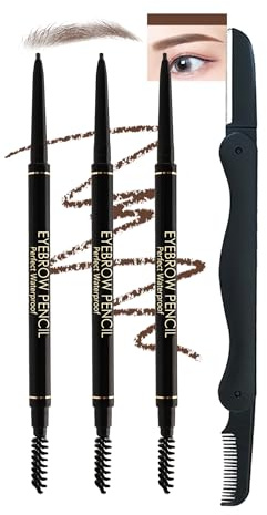 3Pcs Augenbrauenstift Wasserfest Braun, Langanhaltende for Natürlich Brauen