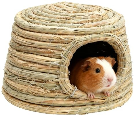 Générique Bunny Grass House - Straw, 25x25x15 cm Hand-Woven Nest | Breathable Shelter Chew-Friendly Hideòut, Bunny Hut for Cats, Pets, Small Animals, Outdoor, Home, Chicken, Hamster