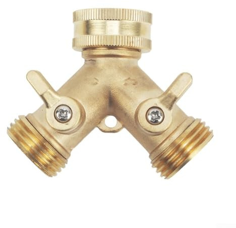 YobiLife Y Typ Wasserhahn Verteiler 3 4 Zoll Kupfer Zapfhahn Splitter für Outdoor Wasserquelle 360 Grad drehbarer Anschluss tropfsicher kompaktes Design (A)