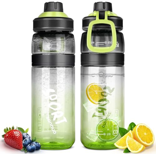 HUOUH Trinkflasche 750 ml,Kohlensäure geeignet & Auslaufsicher, Wasserflasche Sprudel geeignet, BPA-frei, Tritan-Material, Sporttrinkflasche, – geeignet für Sports,Fitness, Büro und Outdoor,Grün