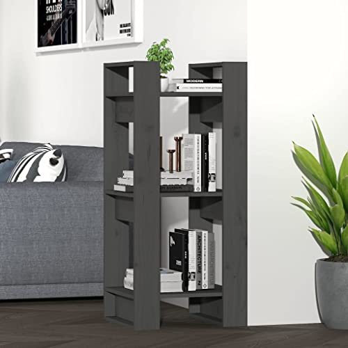 mtlskopl 41 x 35 x 91 cm - Étagère sur pied - Gris - En bois de pin massif - Ouvert - Sans panneau arrière - Pour salon, chambre à coucher, bureau - Design rustique moderne