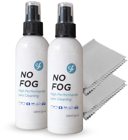 SO Anti Fog Spray for Swimming Goggles and Lenses – 2 x 120ml Glasses Lens Cleaner Twin Pack, Versatile Anti Fog Spray for Glasses, Suitable for All Lenses- Includes 2X Microfibre Cloth