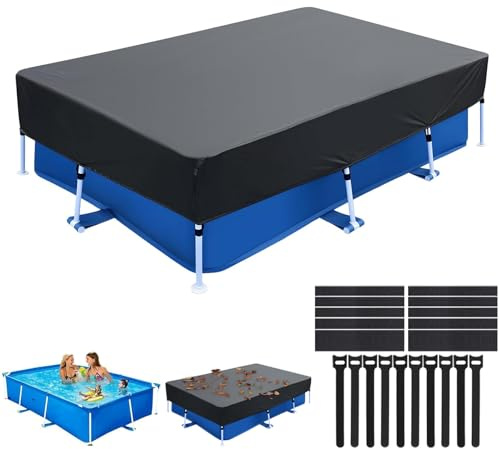 Cubierta de Piscina para Piscinas rectangulares de 400 x 215 cm, Lona Rectangular para Piscina de Verano e Invierno, Lona Solar para Piscina con Marco Rectangular (400 x 215 x 30 cm)