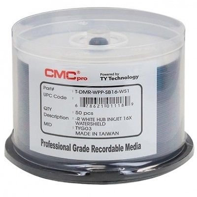 CMC Pro/taiyō yūden Watershield weiß Inkjet Hub Printable DVD-R 16 x 50er Spindel