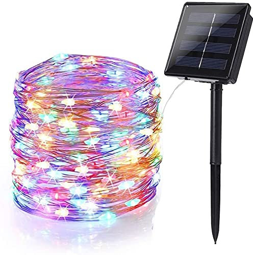 Solar Weihnachten Lichterkette Außen, BrizLabs 24M 240 LED Aussen Kupferdraht Beleuchtung Solarlichterkette 8 Modi Wasserdicht für Xmas Bäume Garten Balkon Terrasse Hochzeit Party Deko, Bunt