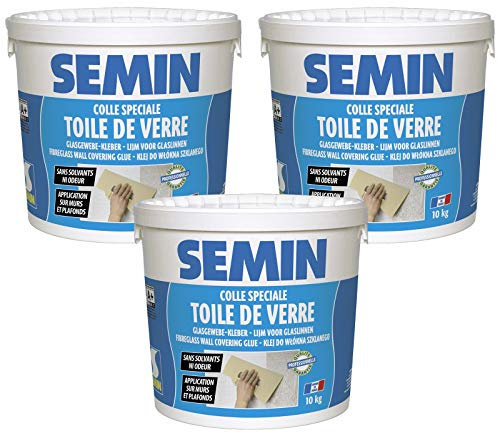 Semin - Colle en Pâte pour Toiles de Verre - Prête à l'Emploi - Seau de 10 kg (Lot de 3)