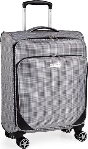 London Fog 21 Cabin Luggage Suitcase On 4 Spinner Wheels Jet2 BA (Small) | Soft Shell Onboarder Fits 55x45x25cm Sizer Cage, Lightweight Luggage, Ideal For Short Breaks And Travel Abroad