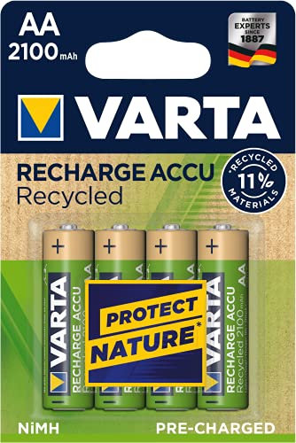 Varta Lot de 4 piles NiMH Recycled Accumulateur Rechargeable AA 2100 mAh