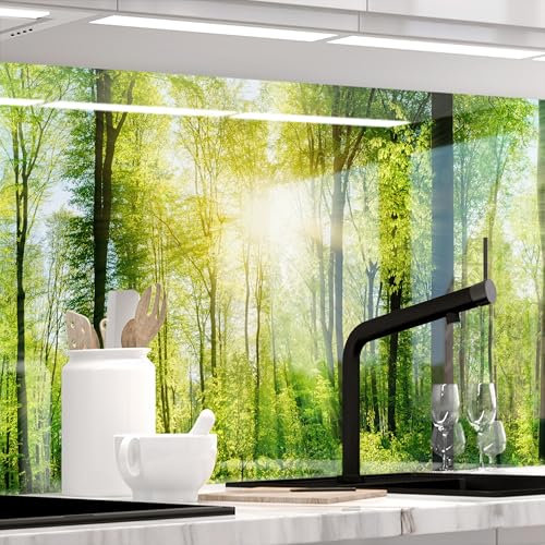 Stickerprofis Küchenrückwand hochglänzend selbstklebend - WALD - 1.8mm, Hartkunststoff, Spritzschutz, alle Untergründe, Hartschicht, PREMIUM 60 x 340cm