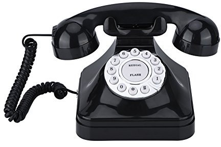 Vintage Phone,Wall-Mounted/Desktop 1970s-Style Retro Landline Phone Curly Cord Classic Vintage Phone Classic Desk Phone Support Number Storage for Home Office Hotel,Black