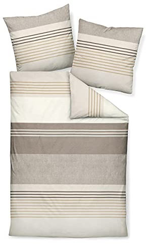 Janine Design Feinbiber Bettwäsche Davos 65110 Vulkan Sand 1 Bettbezug 155 x 220 cm + 1 Kissenbezug 80 x 80 cm