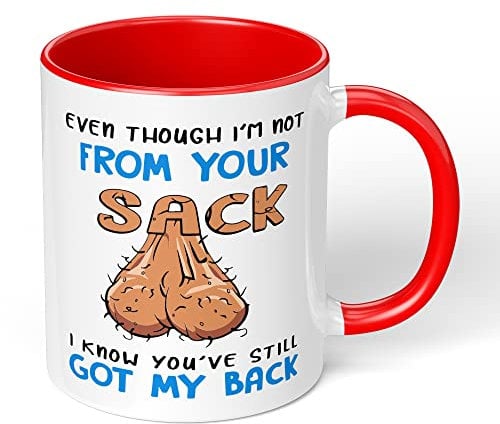 Print Maniacs Fathers Day Mug Gift Stepdad Christmas Birthday Dad Not from Your Humor Funny (Blue Text/Red Fill)