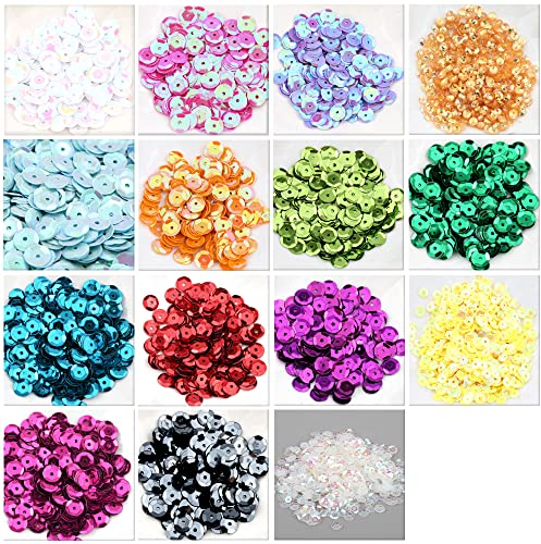 Zasvec Pailetten zum Basteln 30000 Stücke Pailletten Set Rainbow Tasse Pailletten Pailletten Basteln Regenbogen-Pailletten Schillernde Spangles Glitzernde Pailletten für Hochzeit Kleidung
