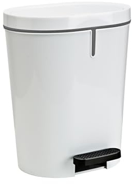 Denox Cubo de Basura con Pedal, Aro Sujección de Bolsa y Capacidad 25L, con un Diseño Compacto y Funcional. Color Blanco