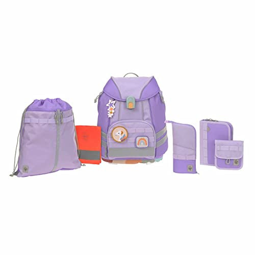 LÄSSIG 7-teiliges Schulranzen Set Kinder/School Set Flexy Unique violet