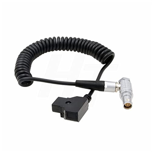 HangTon D-tap a 4 pines hembra DC-IN cable de alimentación en espiral para ZHIYUN Crane 3S Estabilizador de cámara (ángulo derecho)