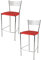 t m c s Tommychairs - 2er Set Moderne Barhocker Elegance für Küche und Esszimmer, Robustes Gestell aus verchromtem Stahl, gepolsterte Sitzfläche mit rotem Kunstleder bezogen