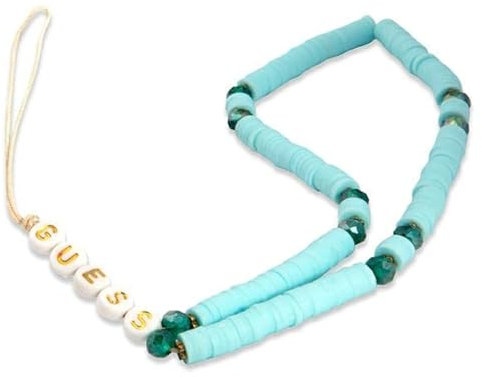 GUESS Gustpearp Bracelet pour téléphone portable avec perles Heishi Bleu, x, Acrylique, Agate