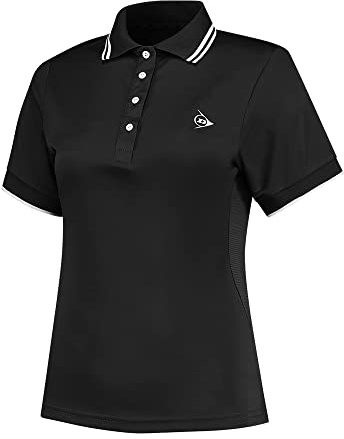 DUNLOP Women's Sports Tennis Polo Shirt - Club Line, Black, S