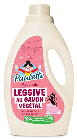 Paulette - Lessive au Savon Végétal - Idéale contre les Taches Incrustées, Pour Tout Textile - Fabriqué en France - 1,25 L