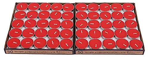Teelichter Kerzen, Kerzen Bulk 100 Stück Votivkerzen Geeignet für Hochzeiten, Schabbat, Weihnachten, Wohnkultur, Partys Kleine Kerzen Weiße und rote kleine runde Kerze(rot)