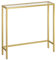 HOOBRO Console Table, Tempered Glass Sofa Table, Gold Slim Hallway Table, 75 x 22 x 80 cm, for Living Room, Entryway, Hallway, Metal Frame, Sturdy, Gold EGD07XG01