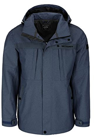 Dry Fashion Herren Funktionsjacke Emden Meliert - Outdoor-Jacke Wasserdicht mit Innenfutter und abnehmbarer Kapuze in Navy Melange Größe XL